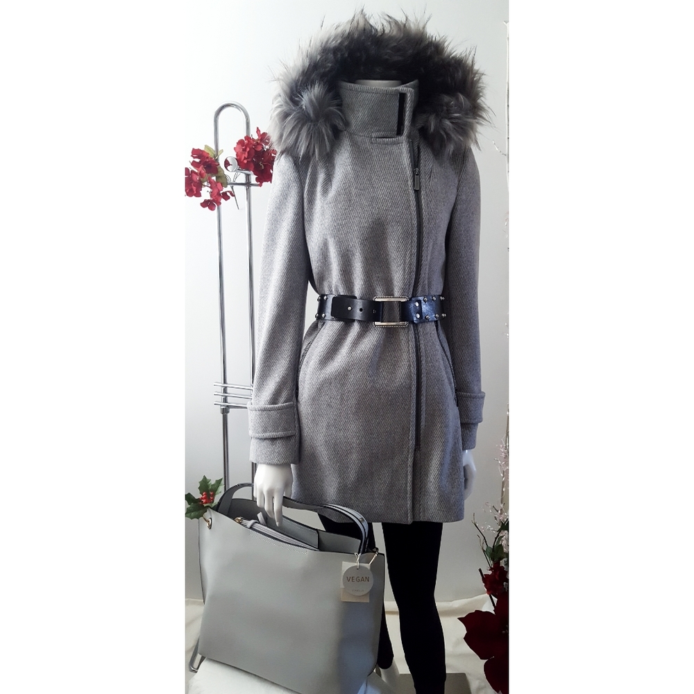 🔥Calvin Klein Wool⛄Long Winter Hooded Long Coat